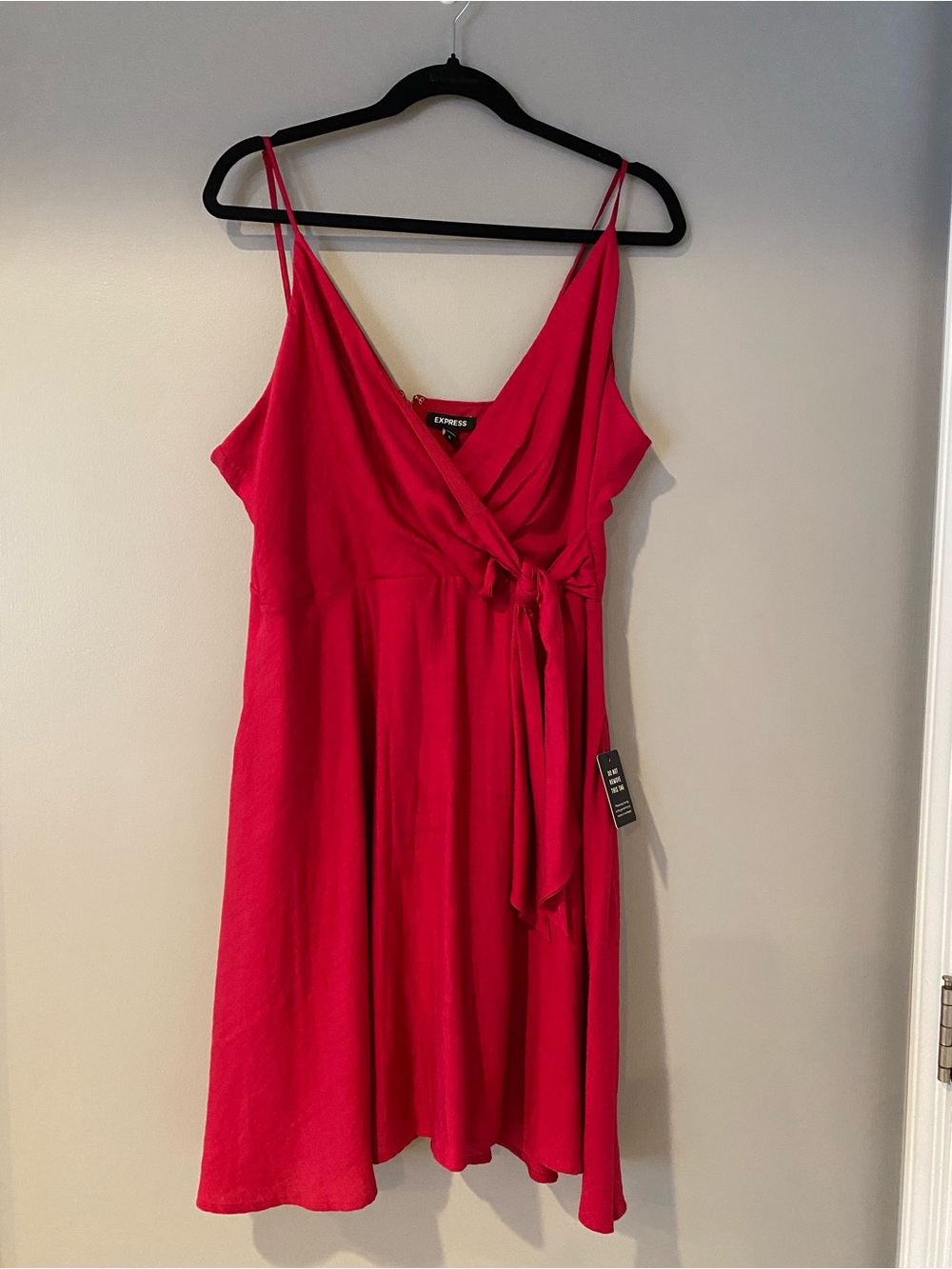 Express Fuchsia Wrap Mini Dress with Self-Tie Waist